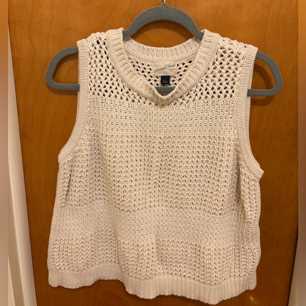 Cream Knit Sleeveless Sweater